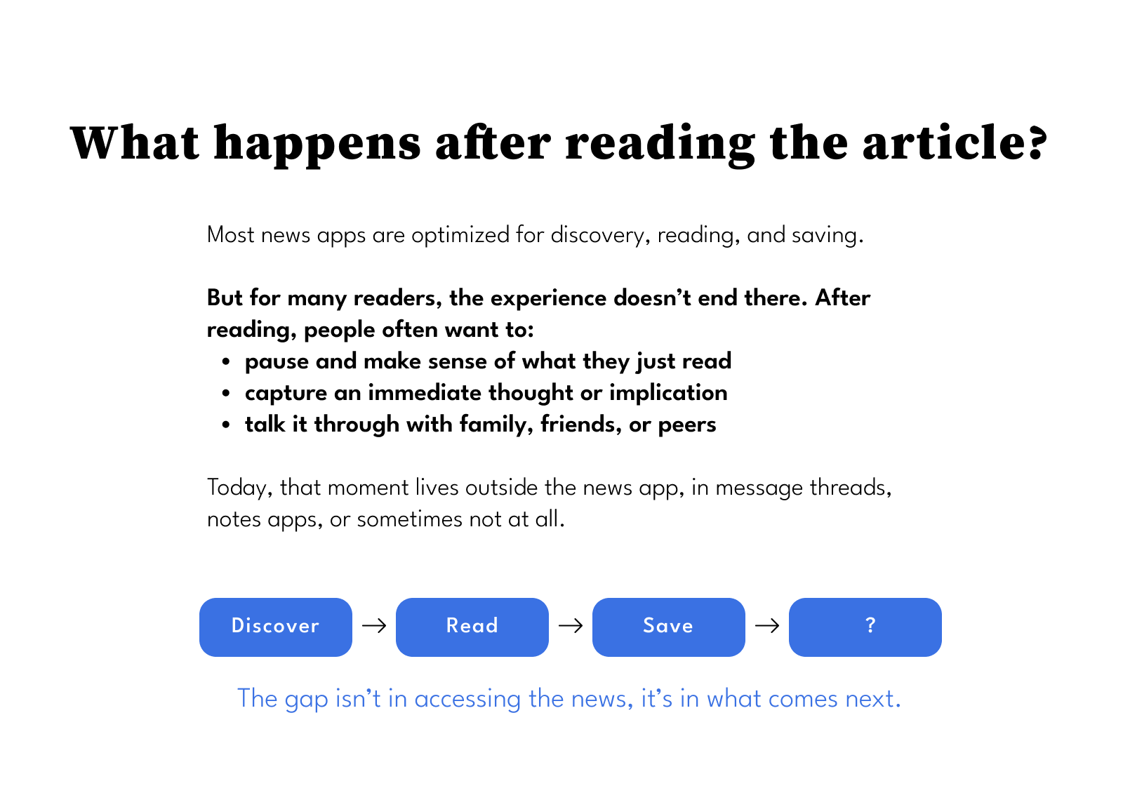 Unmet needs, what happens after reading the article