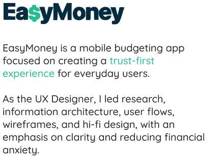 EasyMoney description