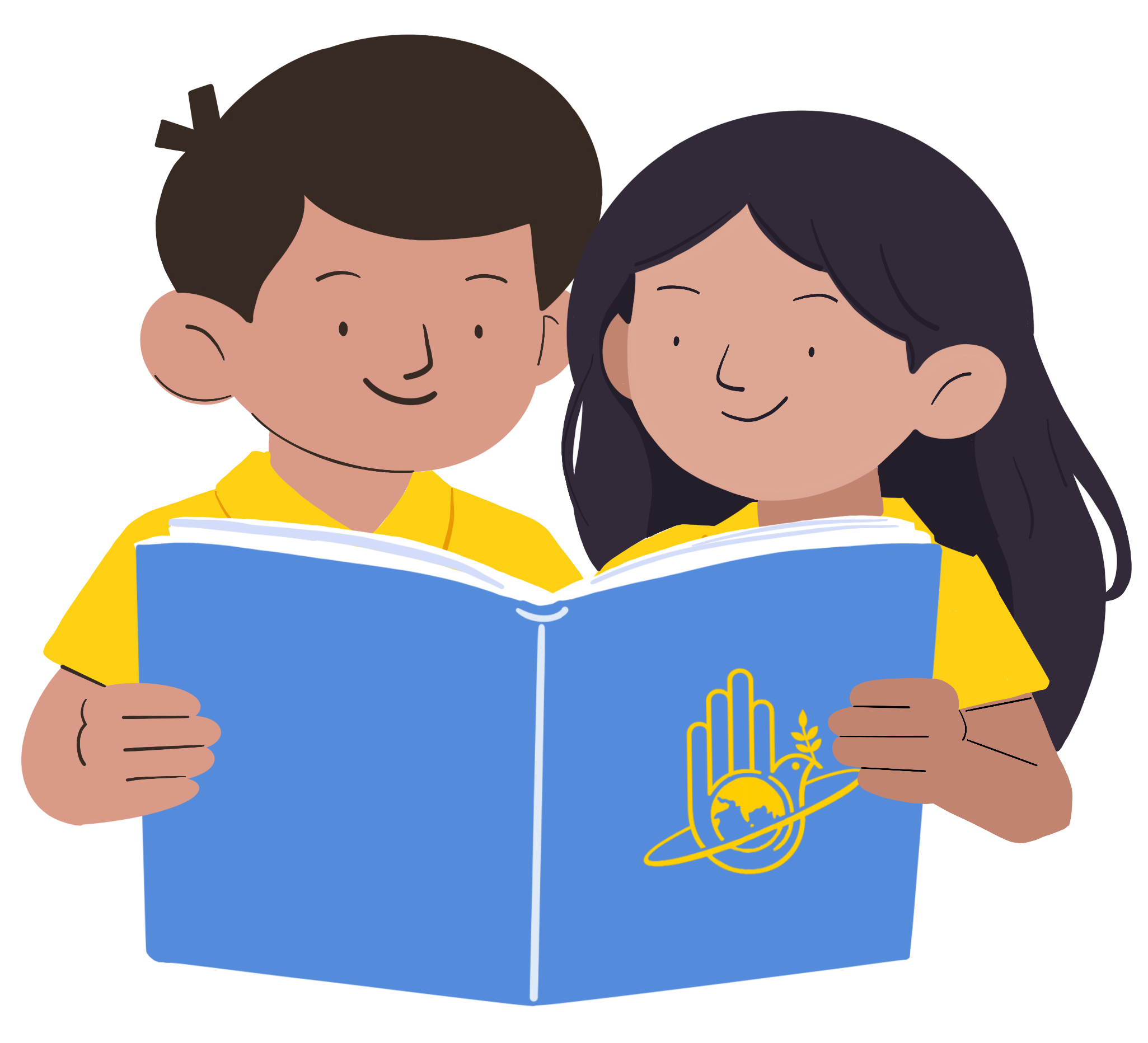 Two kids reading together