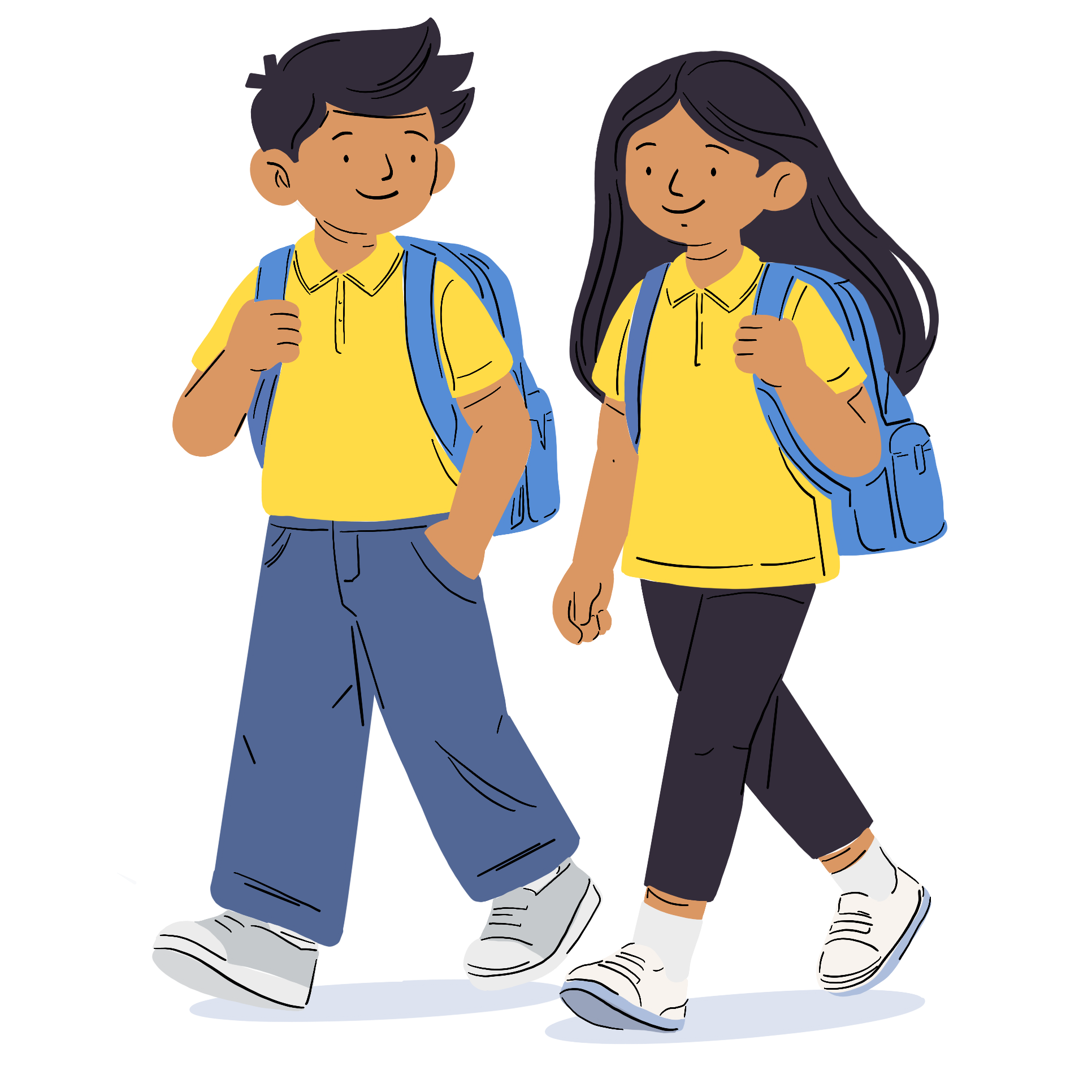 Two students walking to school